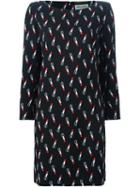 Saint Laurent Lipstick Print Shift Dress, Women's, Size: 42, Black, Silk/viscose