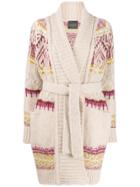 Roberto Collina Patterned-knit Belted Cardigan - Neutrals