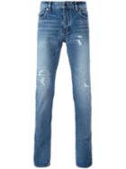 Saint Laurent Repaired Skinny Jeans, Size: 29, Blue, Cotton