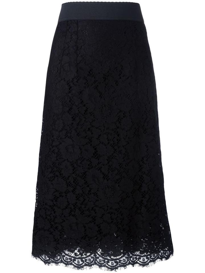 Dolce & Gabbana Lace Tube Skirt, Women's, Size: 48, Black, Polyamide/cotton/viscose/polyamide