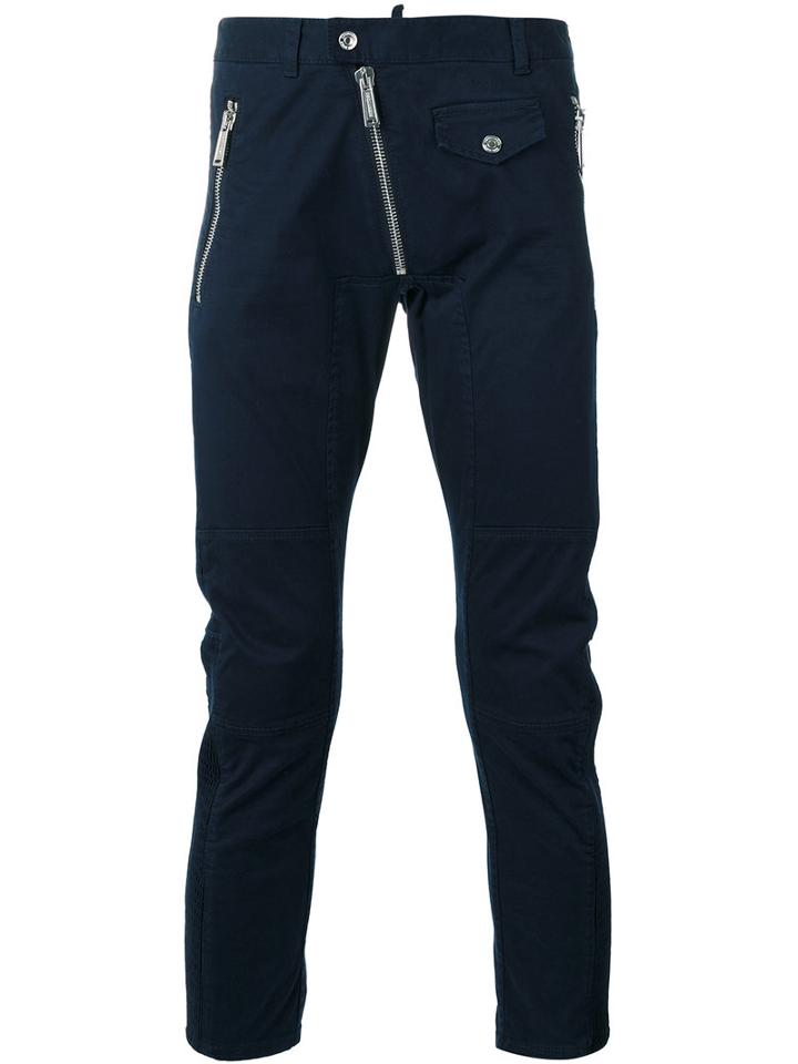 Dsquared2 - Diagonal Zip Cropped Jeans - Men - Cotton/spandex/elastane - 46, Blue, Cotton/spandex/elastane