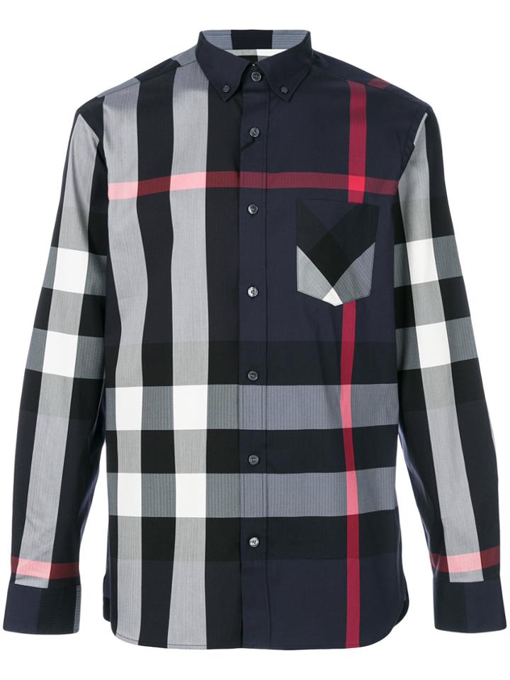 Burberry Macro Check Shirt - Blue