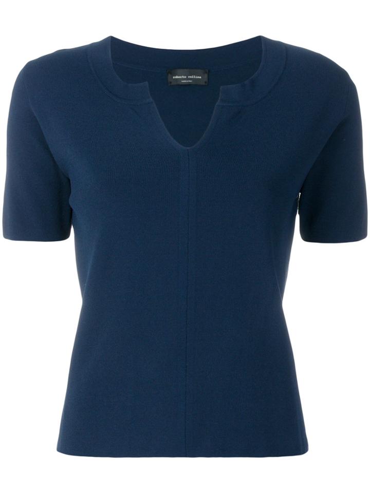 Roberto Collina Short-sleeve Knitted Top - Blue
