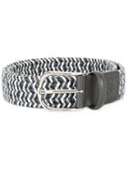 Canali Braided Elastic Belt, Men's, Size: 90, Grey, Leather