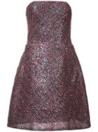 Monique Lhuillier Sequin Strapless Dress, Women's, Size: 6, Red, Silk/nylon/sequin