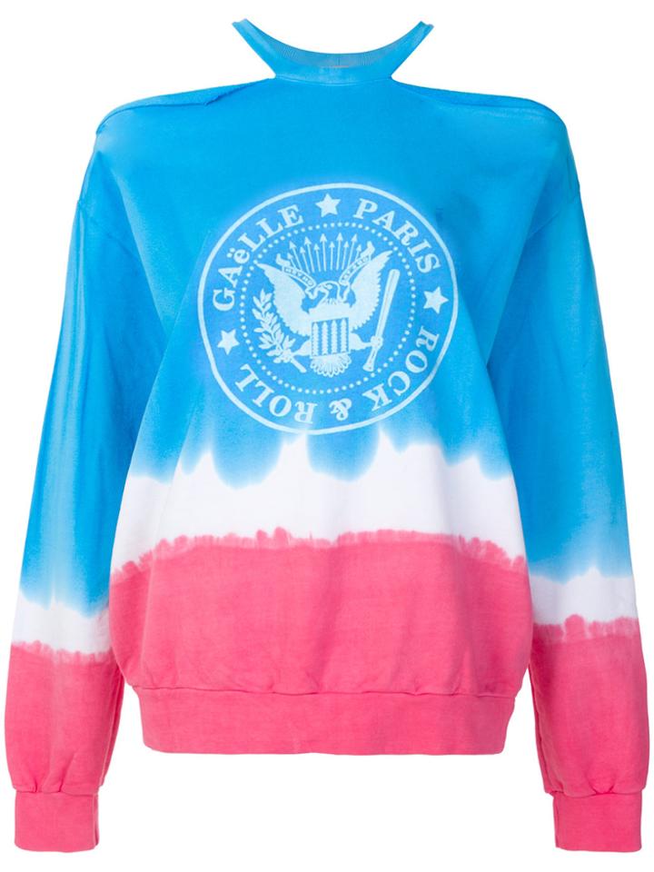 Gaelle Bonheur Cold Shoulder Tie Dye Sweatshirt - Blue