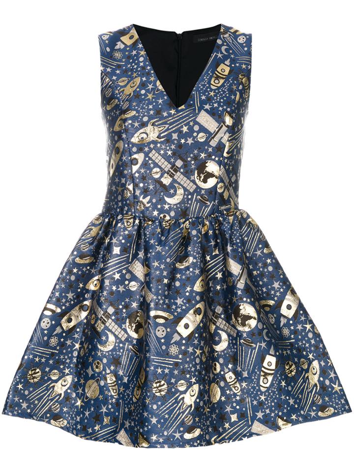 Frankie Morello Jacquard Flared Dress - Blue