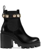 Gucci Leather Ankle Boot With Belt - Black