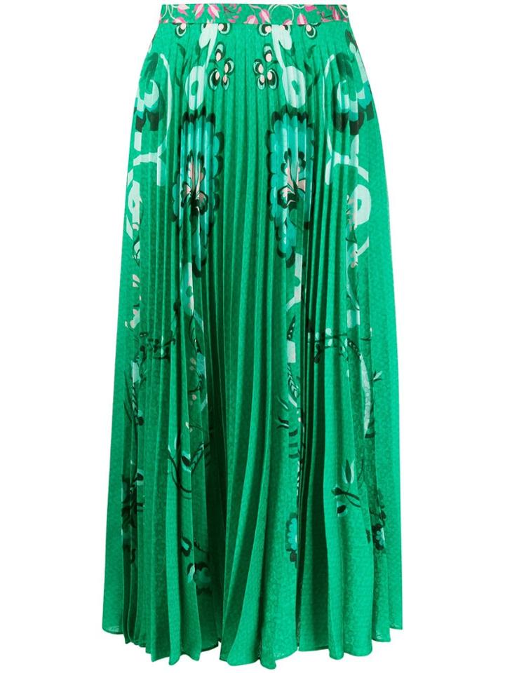 Saloni Pleated Skirt - Green