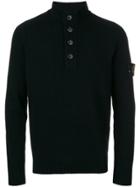 Stone Island Buttoned Collar Sweater - Black