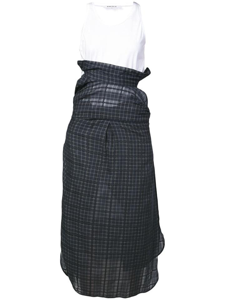 Enföld Check Panelled Shirt Dress - Blue