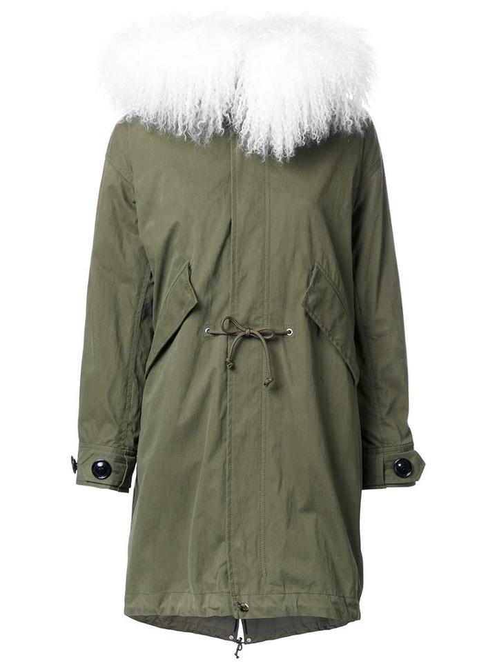 Le Ciel Bleu Fur Collar Parka, Women's, Size: 36, Green, Cotton/nylon
