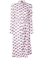 Prada Lip Print Shirt Dress, Women's, Size: 38, White, Silk/spandex/elastane/cupro/viscose