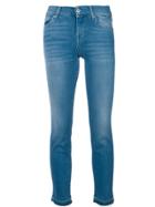 7 For All Mankind Frayed Hem Cropped Jeans - Blue