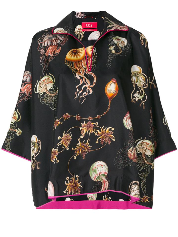 F.r.s For Restless Sleepers Sealife Print Blouse - Black
