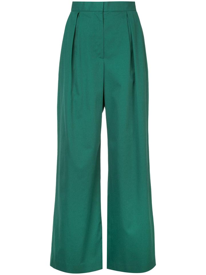 Julia Jentzsch Front Pleated Wide Leg Pants - Green
