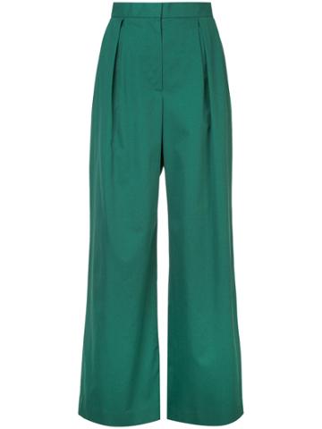 Julia Jentzsch Front Pleated Wide Leg Pants - Green