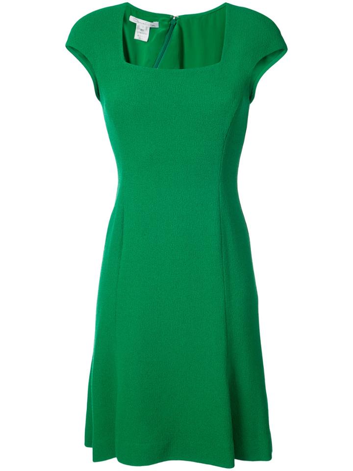 Oscar De La Renta Cap Sleeve Flared Dress - Green
