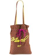 Muveil - Drawstring Lips Print Tote Bag - Women - Cupro - One Size, Women's, Brown, Cupro