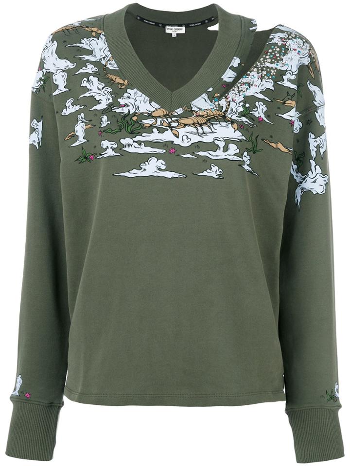 Opening Ceremony Landscape V-neck Sweatshirt - Green