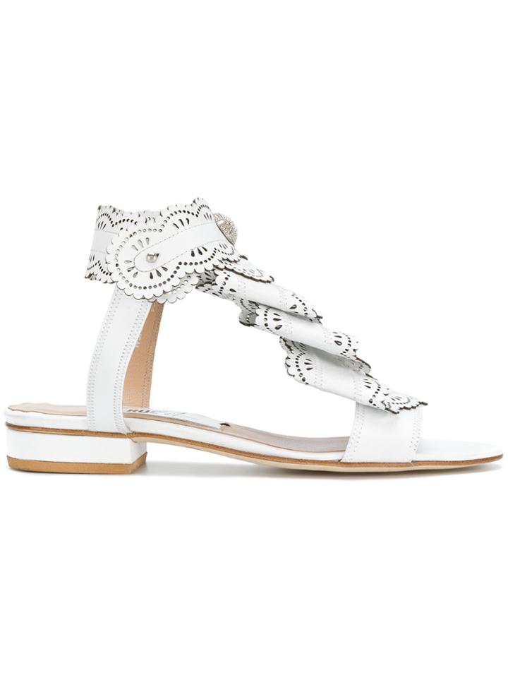 Rue St Laser Cut Sandals - White