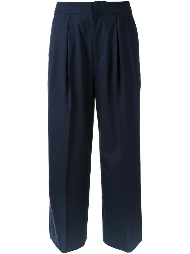 Cityshop Wide Leg Cropped Pants, Women's, Size: 38, Blue, Wool