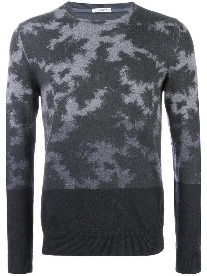 Paolo Pecora Patterned Jumper, Men's, Size: Small, Grey, Virgin Wool
