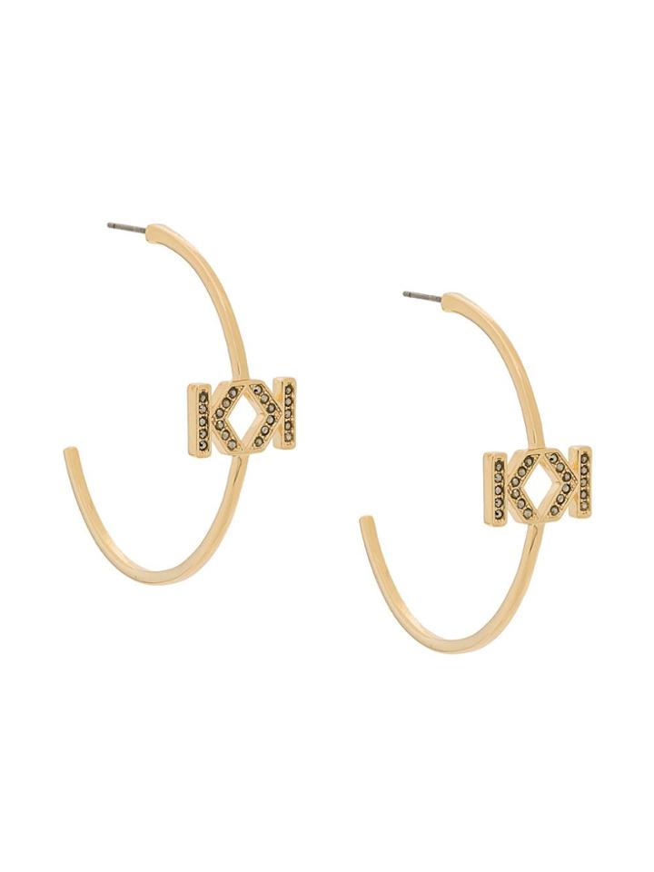 Karl Lagerfeld Double K Hoop Earrings - Gold