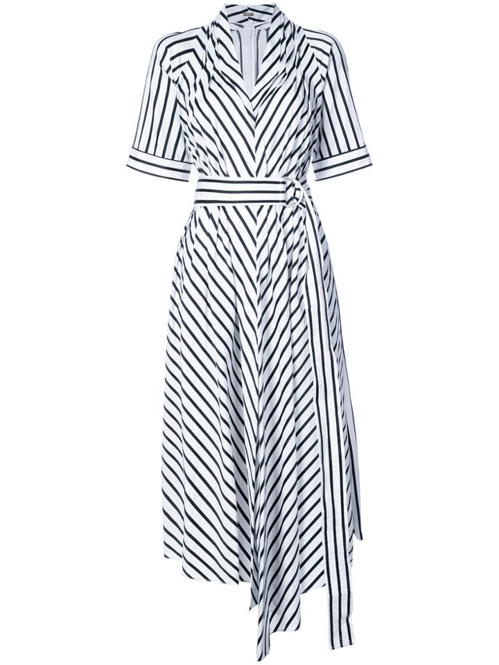 Adam Lippes Asymmetric Stripe Dress - White