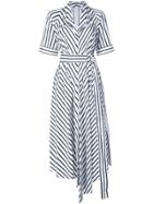 Adam Lippes Asymmetric Stripe Dress - White