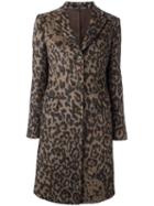 Tagliatore Leopard Print Coat, Women's, Size: 44, Brown, Cupro/alpaca/lambs Wool