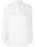 Sandro Paris Pussy Bow Long Sleeve Shirt - White