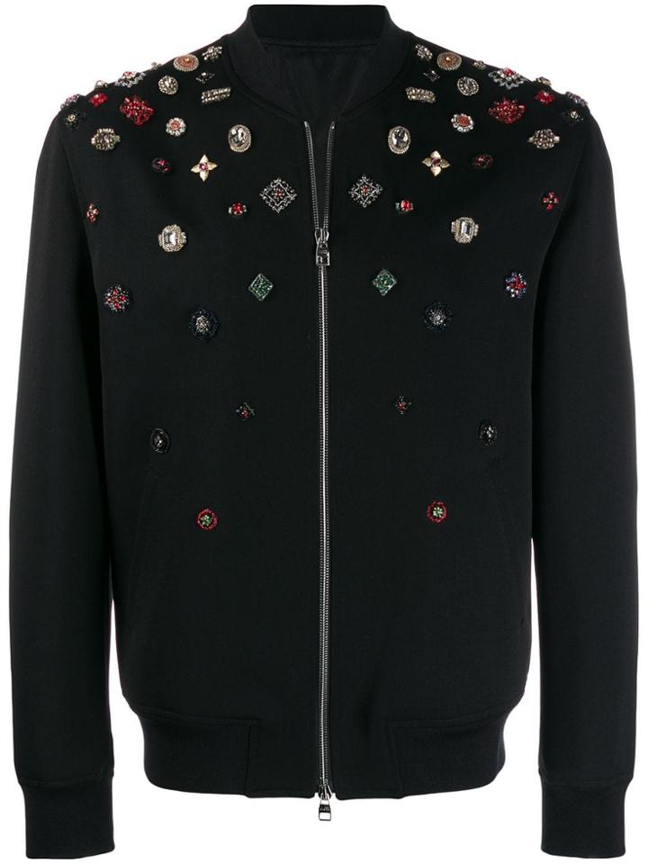 Alexander Mcqueen Embellished Bomber Jacket - Black