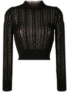 Alexa Chung Ruffled Neck Knitted Top - Black