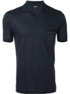 Giorgio Armani Chest Pocket Polo Shirt, Men's, Size: 52, Blue, Silk/cotton