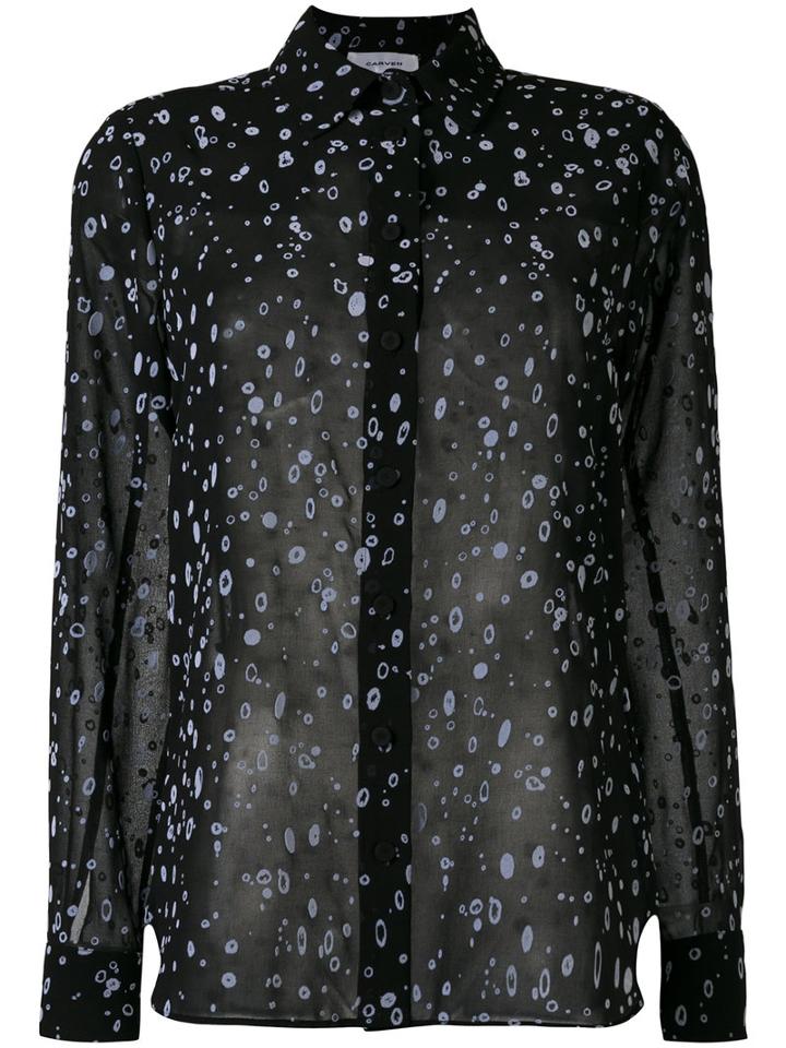 Carven - Splatter Print Sheer Shirt - Women - Silk/polyester - 38, Black, Silk/polyester