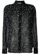 Carven - Splatter Print Sheer Shirt - Women - Silk/polyester - 38, Black, Silk/polyester