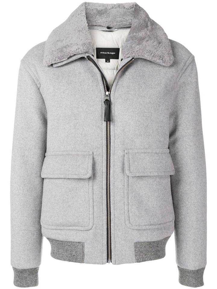 Mackage Front Zipped Bomber Jacket - Grey