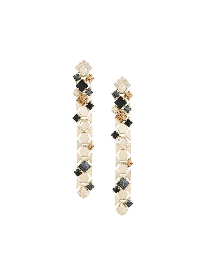 Lanvin Hanging Embossed Stone Earrings, Women's