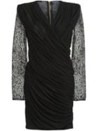Balmain Paisley Lace Fitted Dress, Women's, Size: 36, Black, Polyamide/viscose