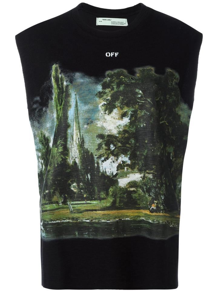 Off-white - 'woman' Graphic Print Tank Top - Women - Silk/cotton/viscose - M, Black, Silk/cotton/viscose