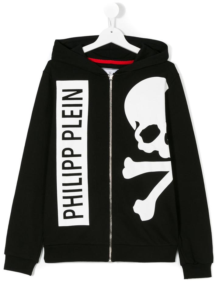 Philipp Plein Kids - Teen Skull And Crossbones Hoodie - Kids - Cotton - 16 Yrs, Black