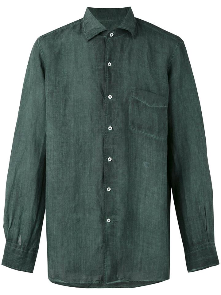 Massimo Alba - Long Sleeve Pocket Shirt - Men - Ramie - L, Green, Ramie