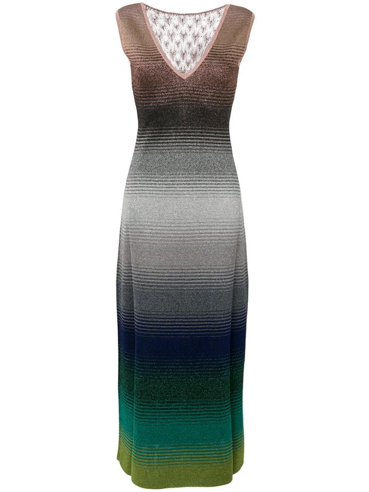 Missoni Stripe Panel Plunge Maxi Dress - Multicolour