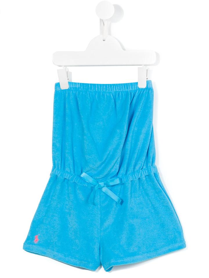 Ralph Lauren Kids Velour Playsuit, Girl's, Size: 10 Yrs, Blue