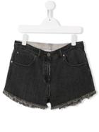 Stella Mccartney Kids Teen High Waist Denim Shorts - Black