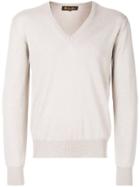 Loro Piana Long Sleeved V-neck Sweatshirt - Nude & Neutrals