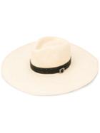 Rag & Bone Contrast Trim Hat, Women's, Size: Small, Nude/neutrals, Calf Leather/straw