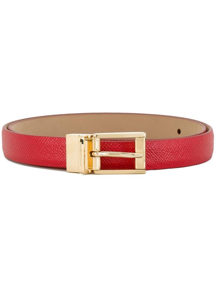 Dolce & Gabbana Classic Thin Belt, Women's, Size: 80, Red, Calf Leather
