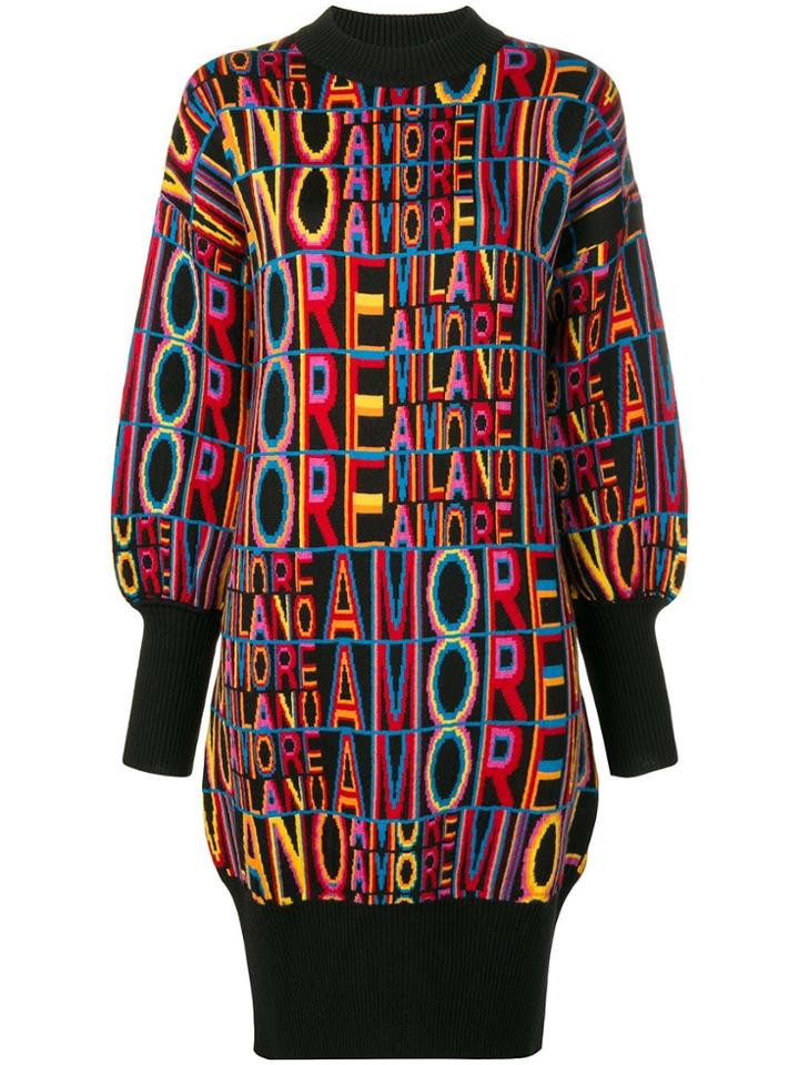 Msgm Amore Milano Knitted Dress - Black